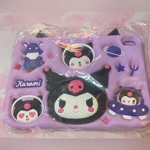 iPad 10th Generation Kuromi Sanrio case with adjustable lanyard & stand